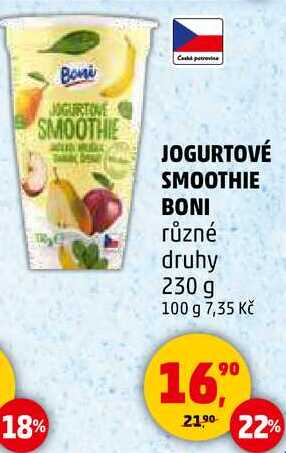 JOGURTOVÉ SMOOTHIE BONI různé druhy, 230 g 