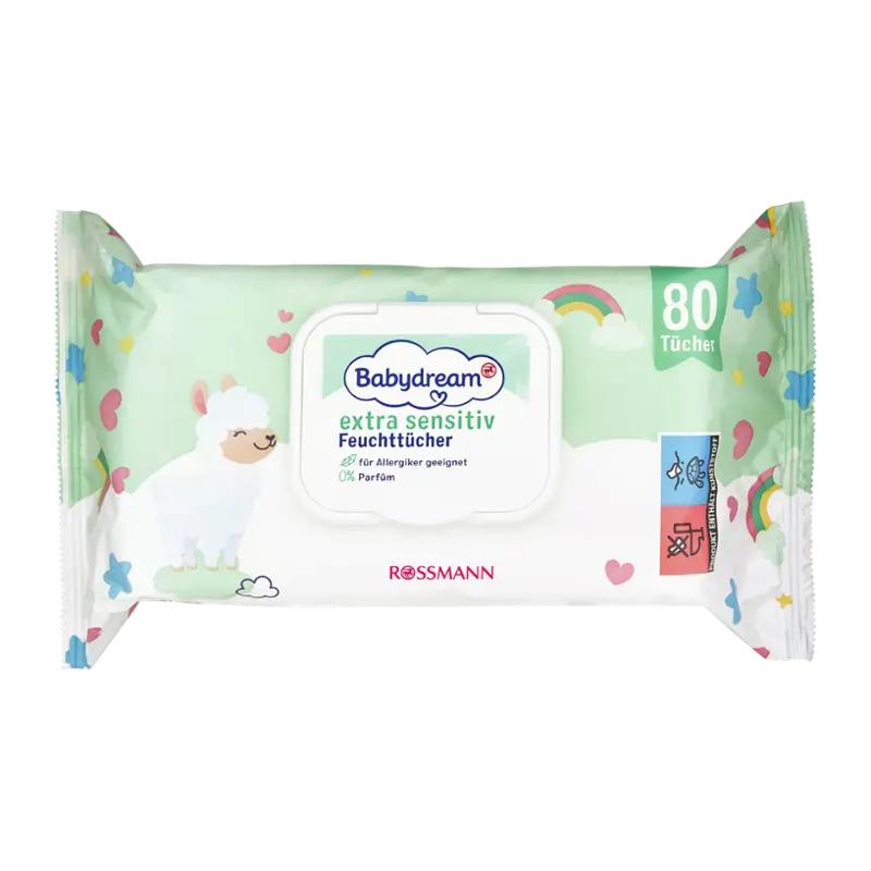 Babydream Vlhčené ubrousky extra sensitive, 80 ks