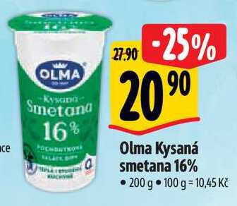 Olma Kysaná smetana 16%, 200 g 