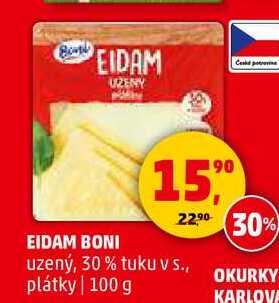 EIDAM BONI uzený, 30% tuku v S., 100 g