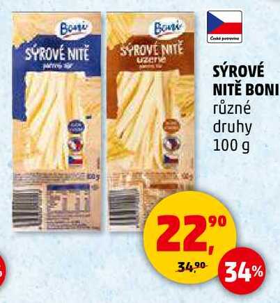 SÝROVÉ NITĚ BONI různé druhy, 100 g