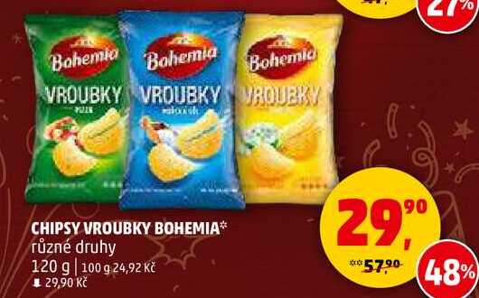 CHIPSY VROUBKY BOHEMIA různé druhy, 120 g 