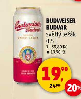 BUDWEISER Budweiser světlý ležák, 0,5 l