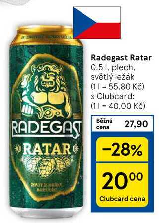 Radegast Ratar, 0.5 l. plech. 