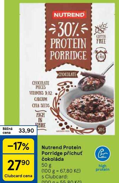 Nutrend Protein Porridge příchuť čokoláda, 50 g