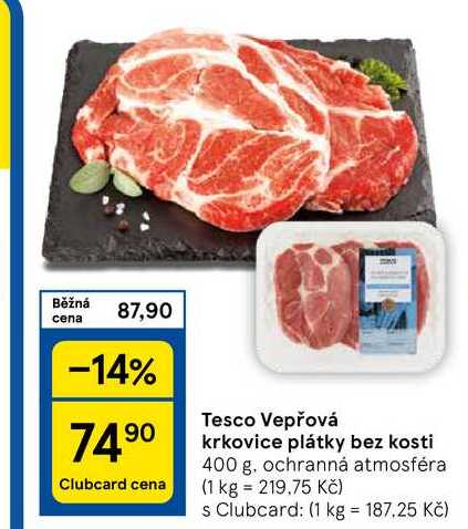 Tesco Vepřová krkovice plátky bez kosti, 400 g