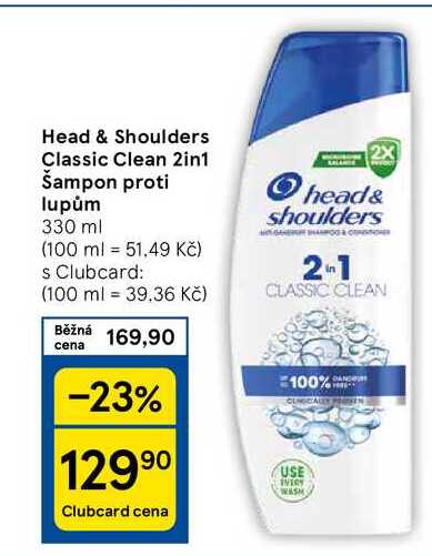 Head & Shoulders Classic Clean 2in1 Šampon proti lupům, 330 ml