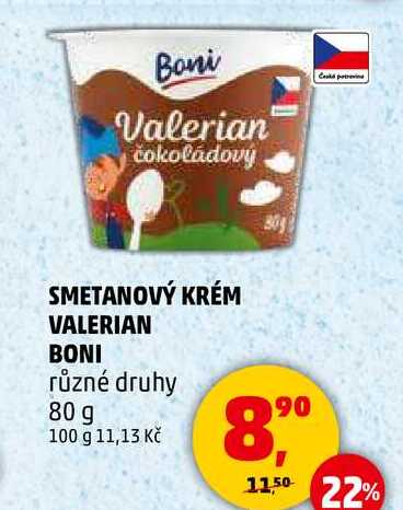 SMETANOVÝ KRÉM VALERIAN BONI různé druhy, 80 g 