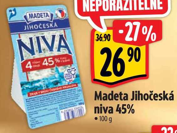 Madeta Jihočeská niva 45%, 100 g  