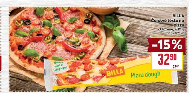 BILLA Čerstvé těsto na pizzu chlazené, 400 g