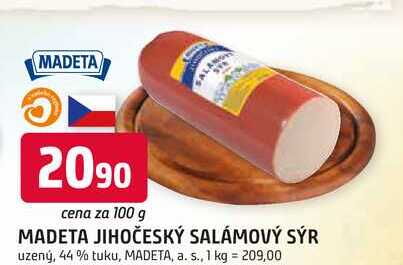 MADETA JIHOČESKÝ SALÁMOVÝ SÝR uzený, 44% tuku, 100g