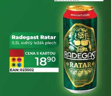 Radegast Ratar 0,5L světlý ležák plech 