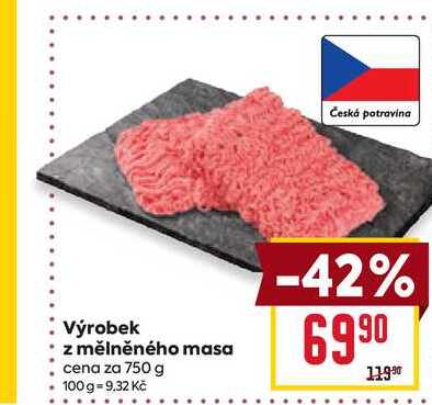 Výrobek z mělněného masa cena za 750 g