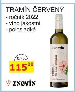 ZNOVÍN 0,75L TRAMÍN ČERVENÝ 