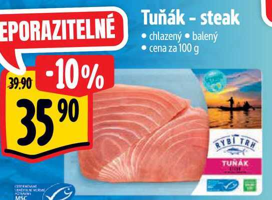 Tuňák - steak, cena za 100 g 