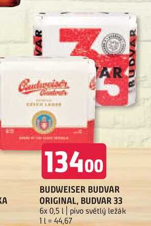 Budweiser Budvar B:Original Pivo světlý ležák 6 x 0,5l