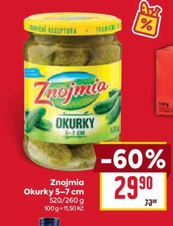 Znojmia Okurky 5-7 cm 520/260 g