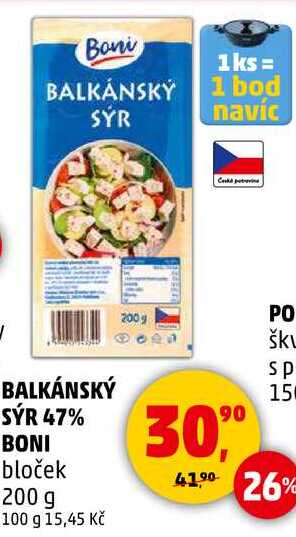 BALKÁNSKÝ SÝR 47% BONI bloček, 200 g