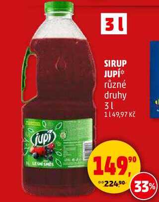 SIRUP JUPĺ různé druhy, 3 l 