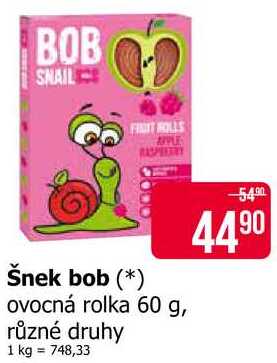 Šnek bob ovocná rolka 60 g, různé druhy