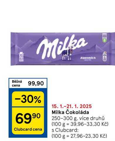 Milka Čokoláda, 250-300 g