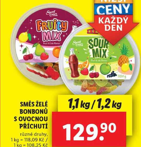 SMĚS ŽELÉ BONBONŮ S OVOCNOU PŘÍCHUTÍ, 1,1 kg/1,2 kg