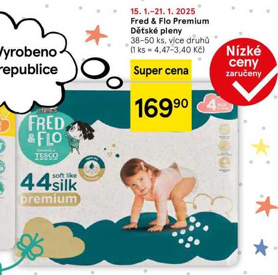 Fred & Flo Premium Dětské pleny 38-50 ks, více druhů
