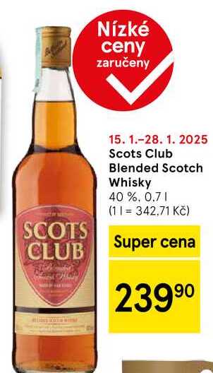 Scots Club Blended Scotch Whisky 40 %, 0.7 l