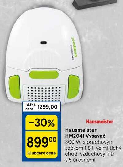 Hausmeister HM2041 Vysavač 800 W. s prachovým sáčkem 1,8 1. velmi tichý chod