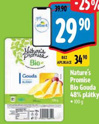 Nature's Promise Bio Gouda 48% plátky, 100 g 