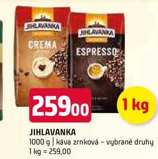 Jihlavanka 1000 g káva zrnková vybrané druhy 