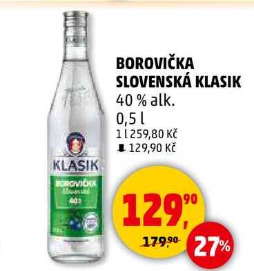 BOROVIČKA SLOVENSKÁ KLASIK 40% alk., 0,5 l