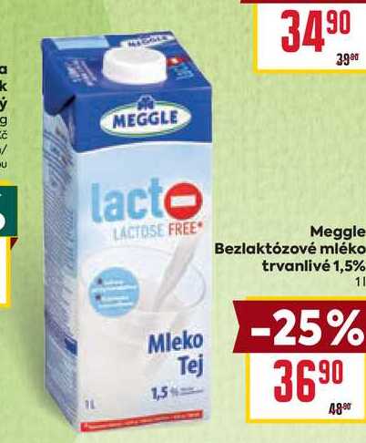 Meggle Bezlaktózové mléko trvanlivé 1,5% 1l