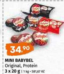 Mini babybel Original, Protein 3 x 20 g 