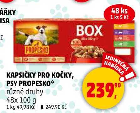 KAPSIČKY PRO KOČKY, PSY PROPESKO různé druhy, 48x 100 g