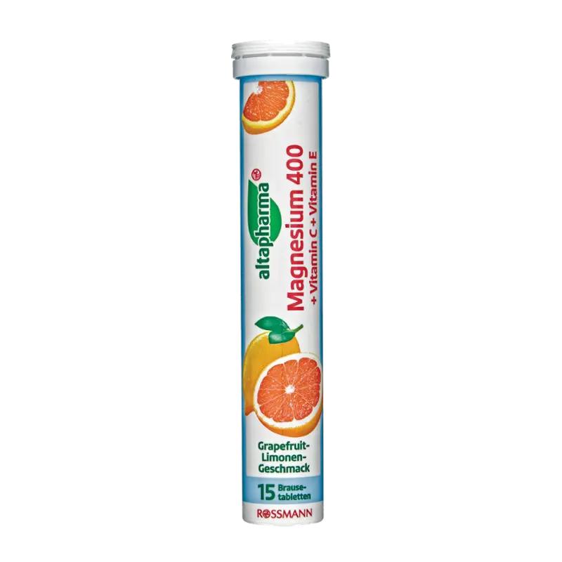 altapharma Šumivé tablety hořčík a vitamíny s příchutí grapefruit a citron, doplněk stravy, 15 ks