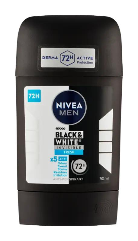 NIVEA Men Antiperspirant tuhý pro muže Black & White Invisible Fresh, 50 ml