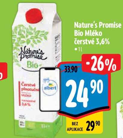  Nature's Promise Bio Mléko čerstvé 3,6%  1 l