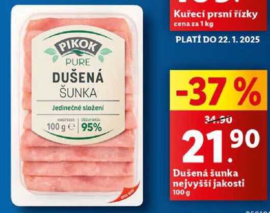 Dušená šunka nejvyšší jakosti, 100 g 