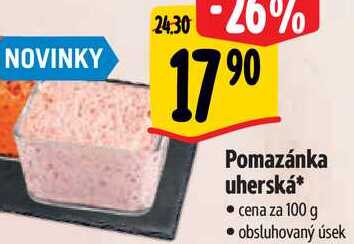 Pomazánka uherská, cena za 100 g