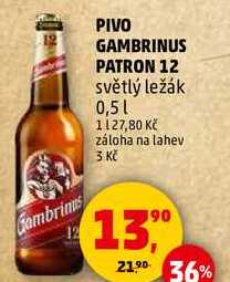 PIVO GAMBRINUS PATRON 12 světlý ležák, 0,5 l