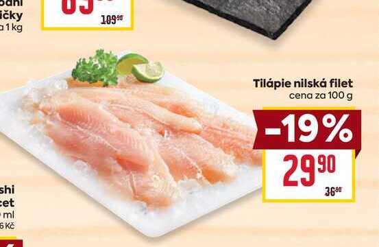 Tilápie nilská filet cena za 100g