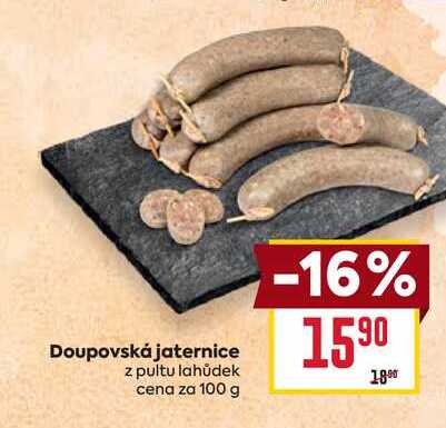 Doupovská jaternice z pultu lahůdek cena za 100g