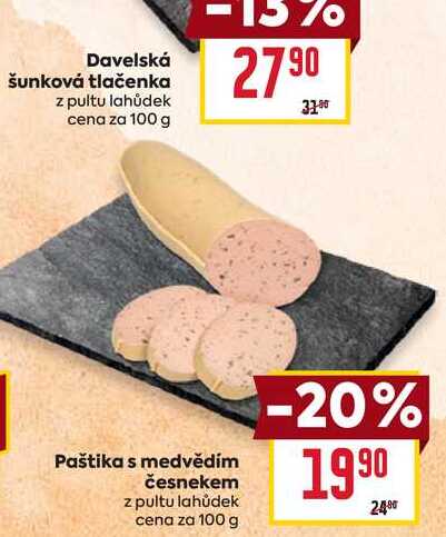 Paštika s medvědím česnekem z pultu lahůdek cena za 100g