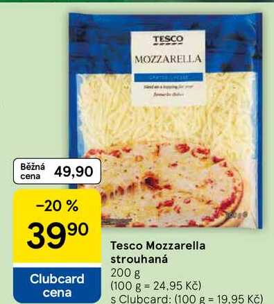 Tesco Mozzarella strouhaná, 200 g 