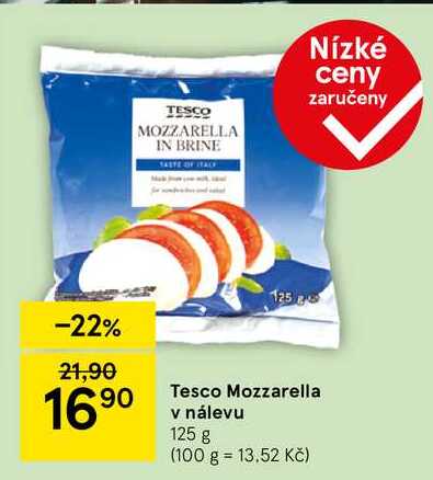 Tesco Mozzarella v nálevu, 125 g