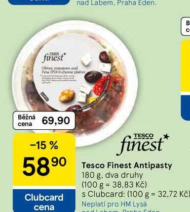 Tesco Finest Antipasty, 180 g, dva druhy