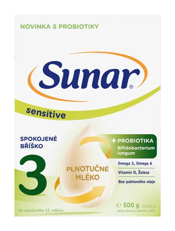 Sunar Mléčná výživa pro malé děti Sensitive 3, 500 g