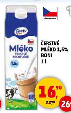 ČERSTVÉ MLÉKO 1,5% BONI, 1 l 