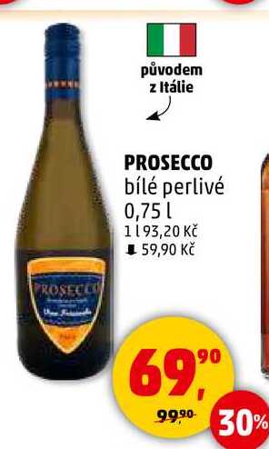 PROSECCO bílé perlivé, 0,75 l